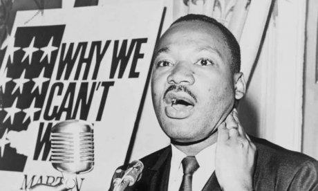 Martin Luther King, Jr., three-quarter length portrait, standing, facing front,