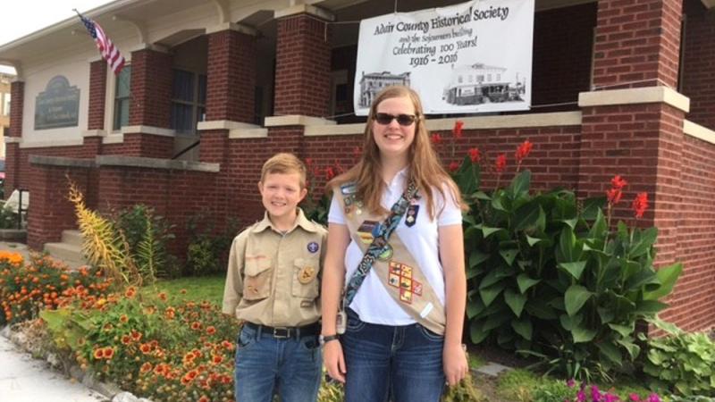 Boy Scout Owen Orskog and Girl Scout Lillian Orskog.